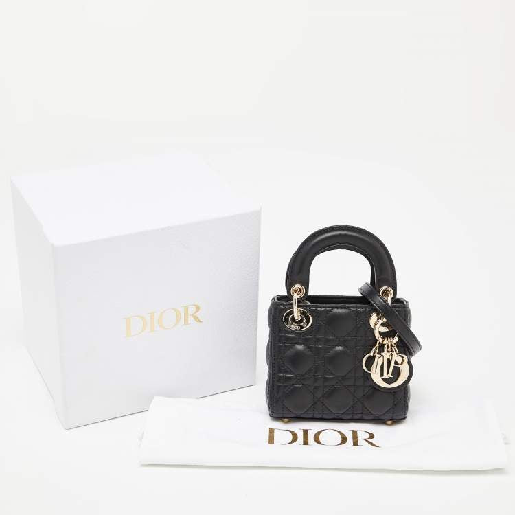 Dior Black Cannage Leather Micro Lady Dior Tote