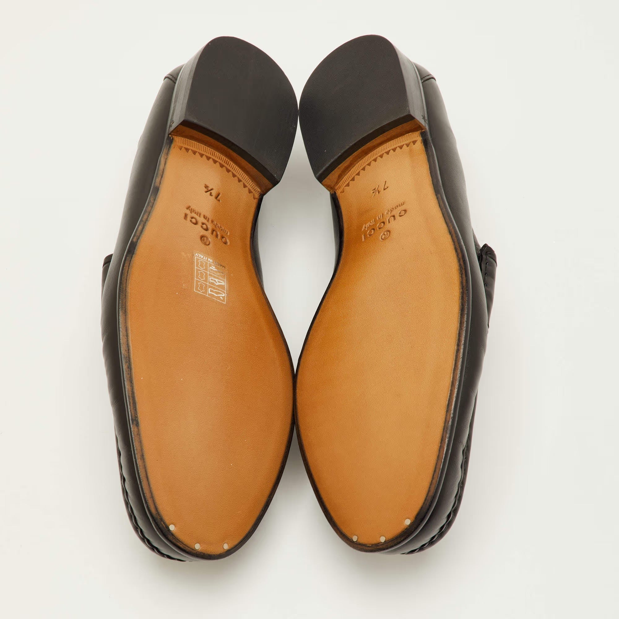 Gucci Horsebit Size 41.5 Black Leather Slip On Loafers