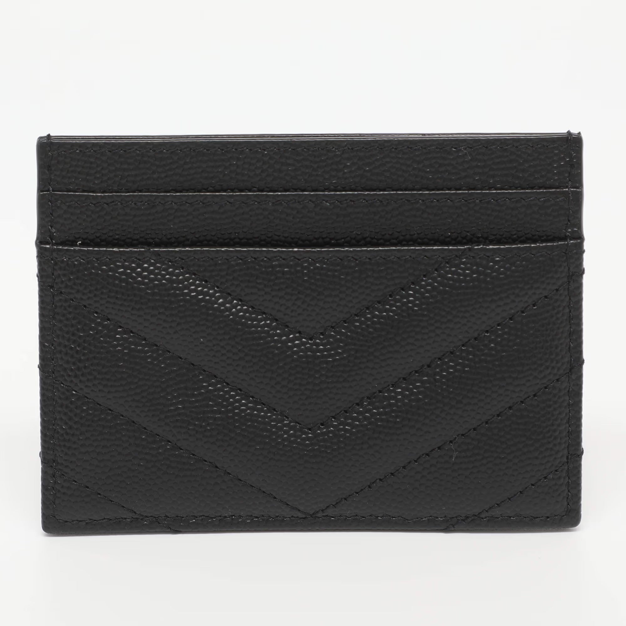 Saint Laurent Cassandre Black Matelasse Leather Card Holder