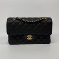 CHANEL SMALL CLASSIC DOUBLE FLAP IN BLACK CAVIAR LEATHER WITH GHW