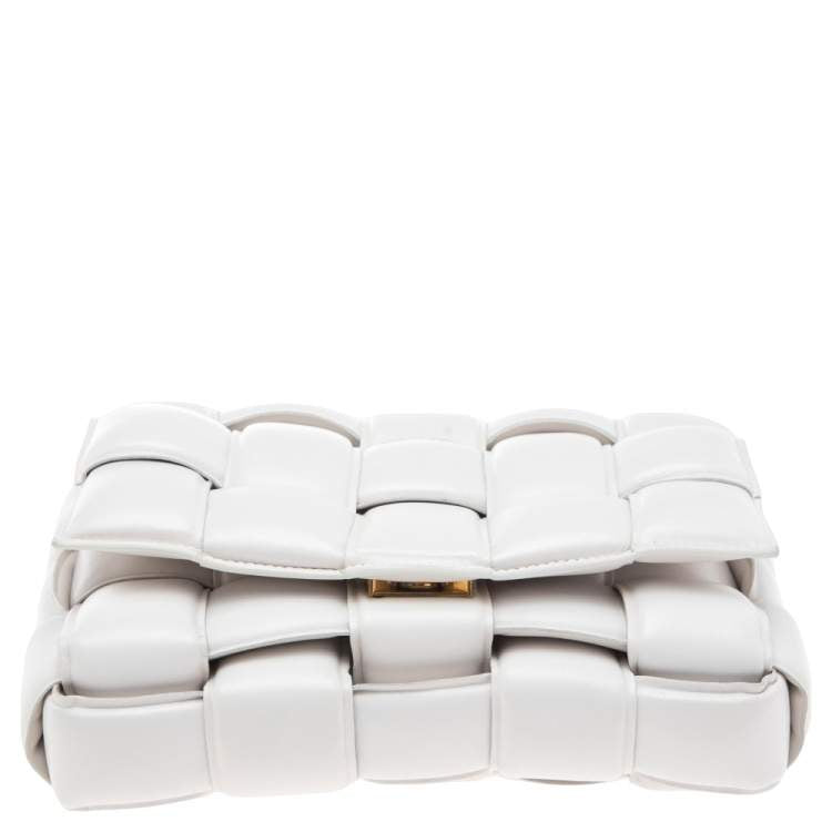 Bottega Veneta White Padded Leather Cassette Shoulder Bag
