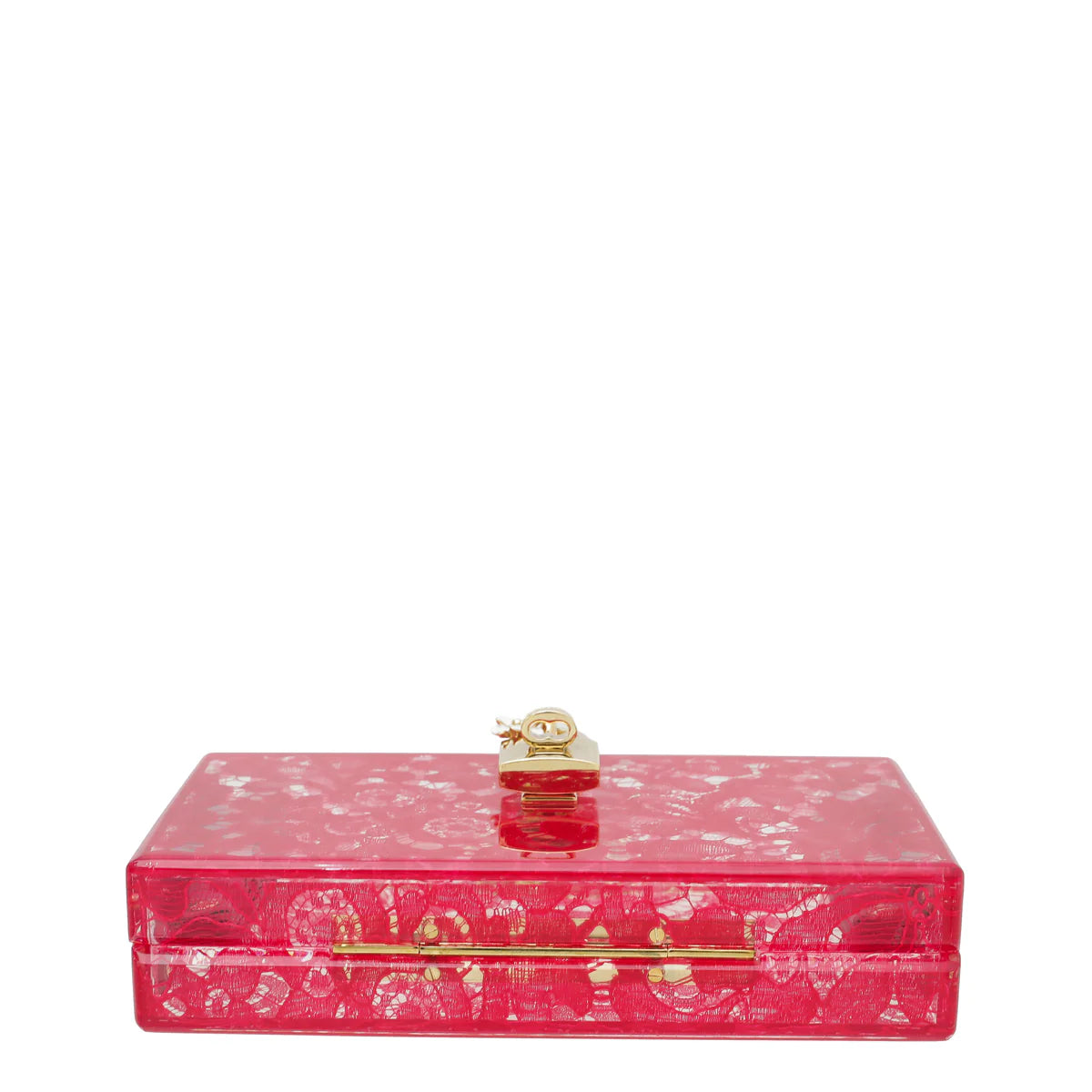 Dolce & Gabbana Red Plexiglass and Lace Box Pocket Clutch