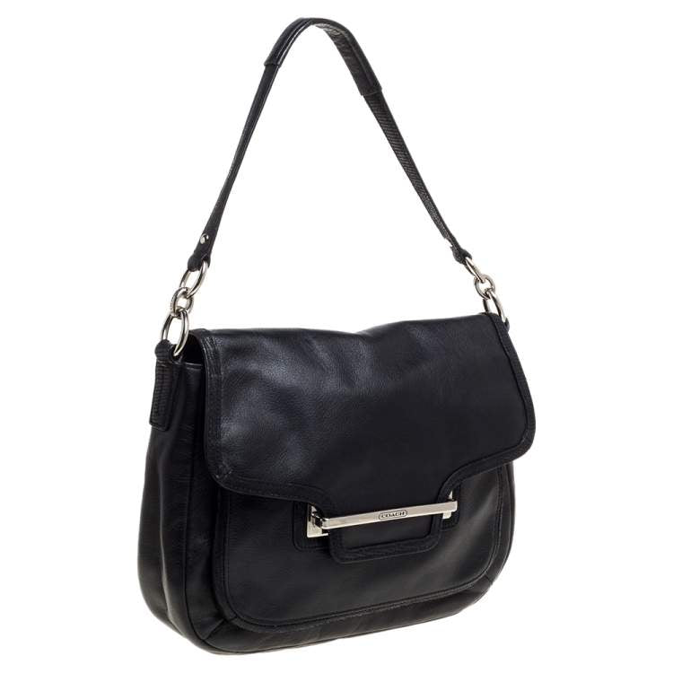 Coach Black Leather Taylor Flap Crossbody Bag
