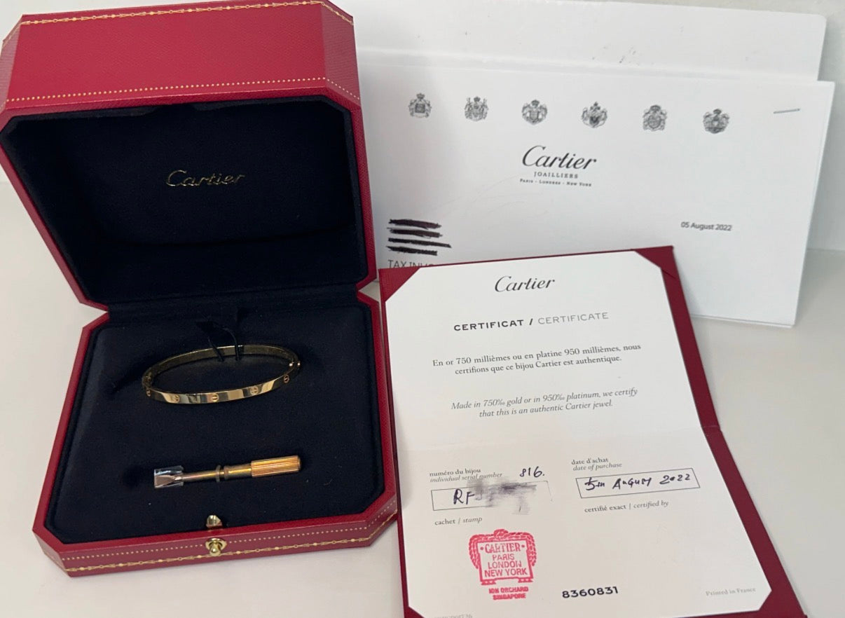 Cartier Love Bracelet Classic Model S/M – 18K Yellow Gold