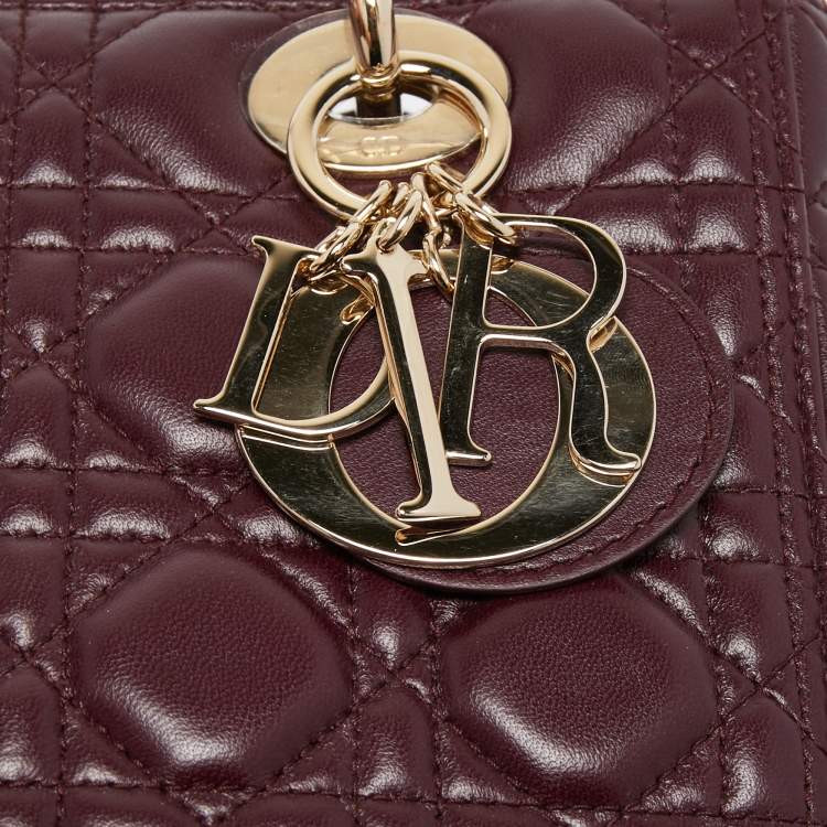 Dior Burgundy Cannage Leather Medium Lady Dior Tote