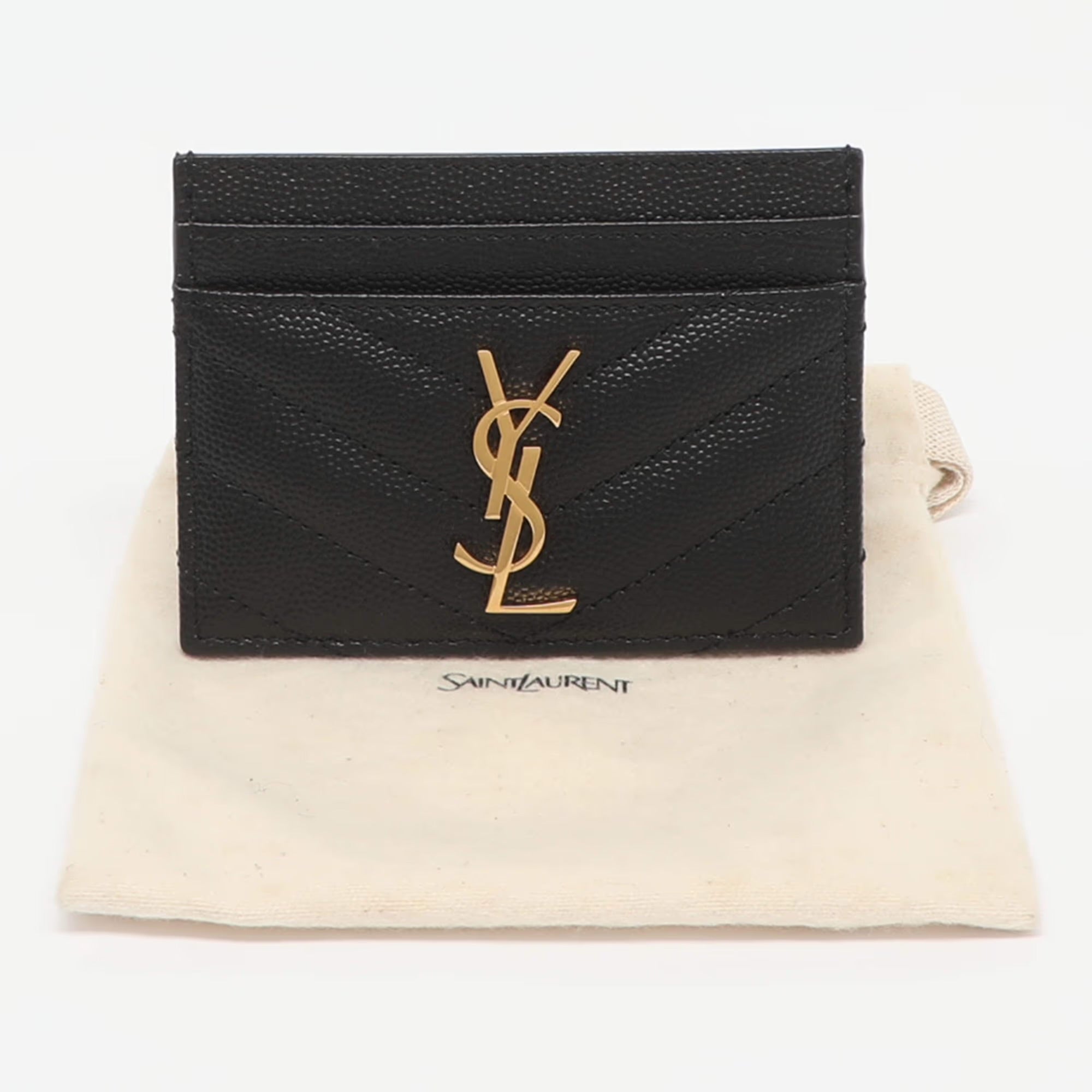 Saint Laurent Cassandre Black Matelasse Leather Card Holder
