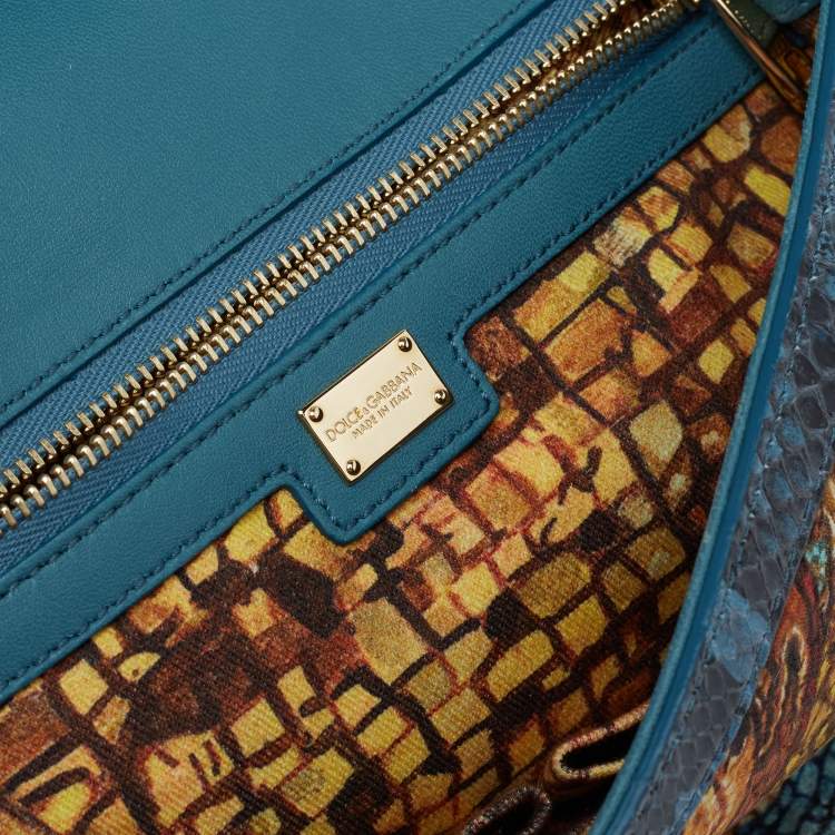 Dolce & Gabbana Multicolor Fabric and Snakeskin Ancient Opulence Printed Medium Miss Sicily Bag