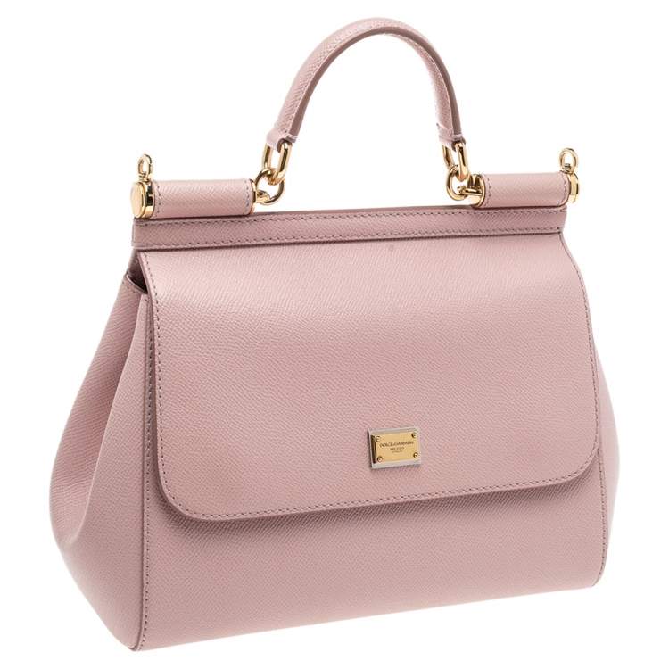 Dolce & Gabbana Baby Pink Leather Medium Miss Sicily Top Handle Bag