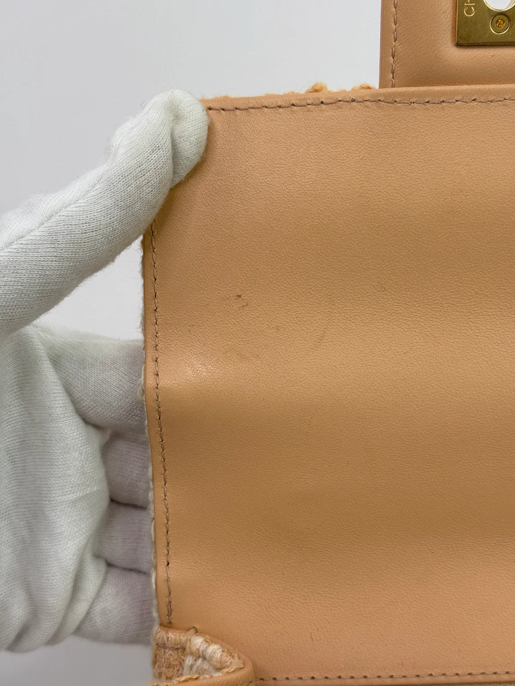 CHANEL MINI SQUARE FLAP WITH TOP HANDLE ANTIQUE GOLD HARDWARE