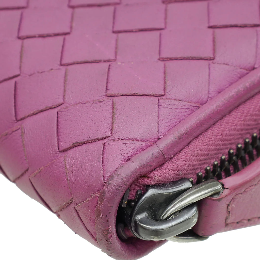 Bottega Veneta Peony Nappa Intrecciato Zip Around Wallet