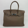HERMÈS BIRKIN 30 IN ETOUPE CLEMENCE LEATHER WITH PHW