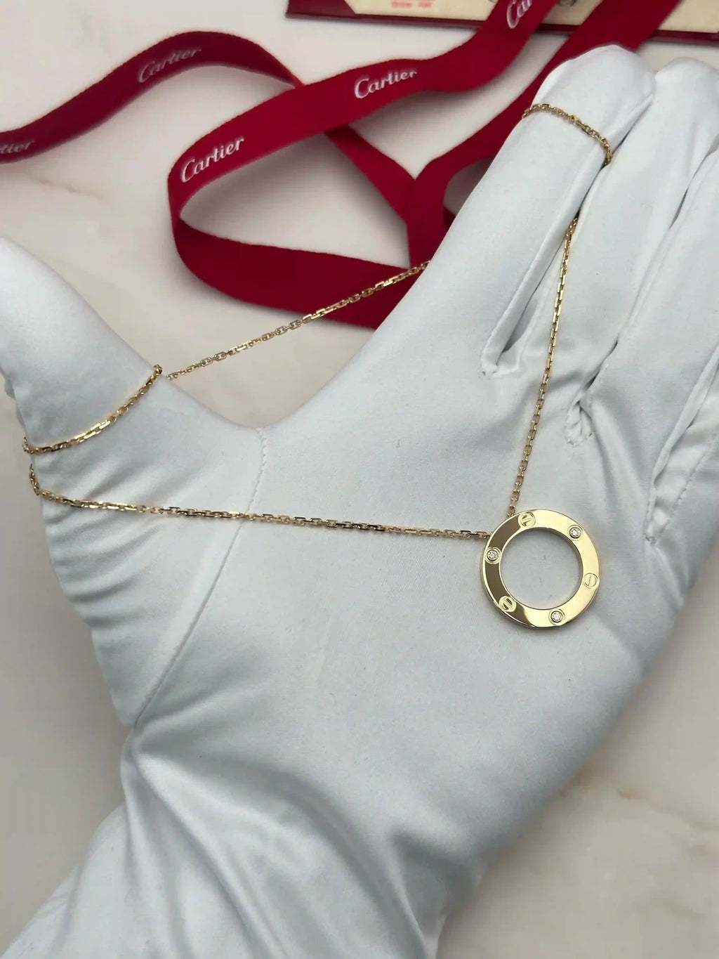 18K Gold Cartier Love Pendant 3 Diamonds