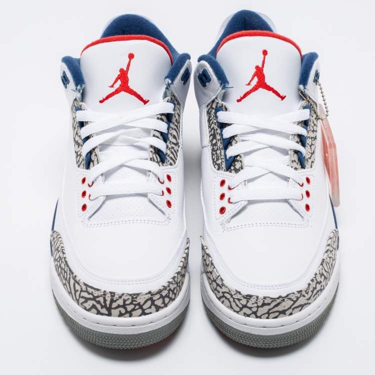 Jordan White Leather Air Jordan 3 Retro Hall of Fame Sneakers Size 43