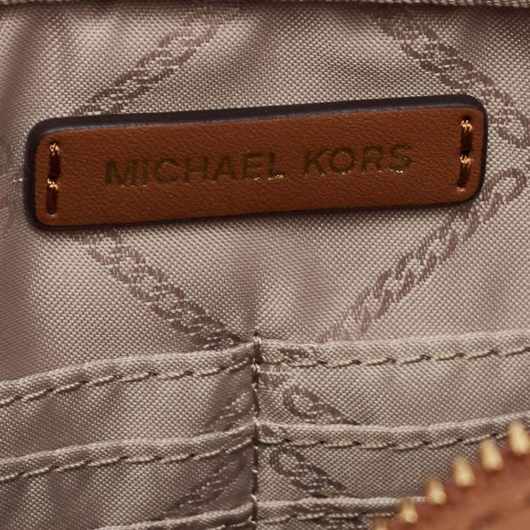 Michael Kors Beige/Tan Canvas And Leather Maeve Crossbody Bag