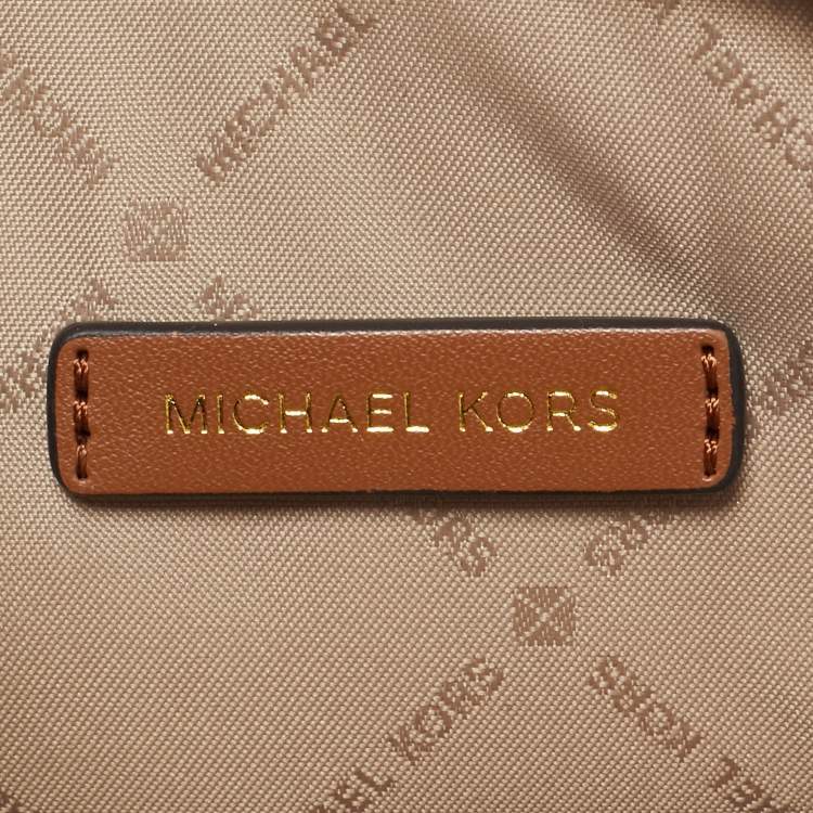 Michael Kors White Signature Coated Canvas and Leather Small Jet Set Charm NS Phone Crossbody Bag