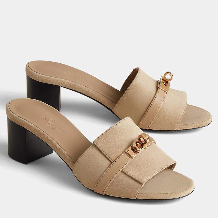 Hermes Beige Linen Gigi 50 Sandals Size 38