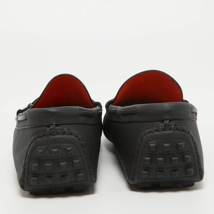 Hermes Black Leather Alessandro Slip On Loafers Size 44