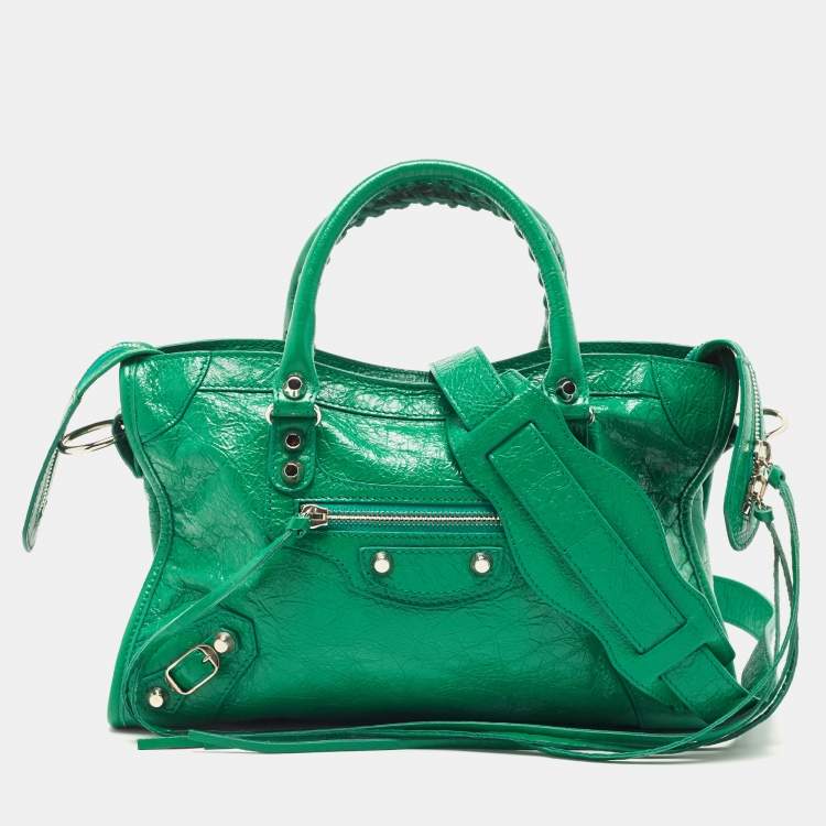 Balenciaga Green Leather Small Classic City RH Tote