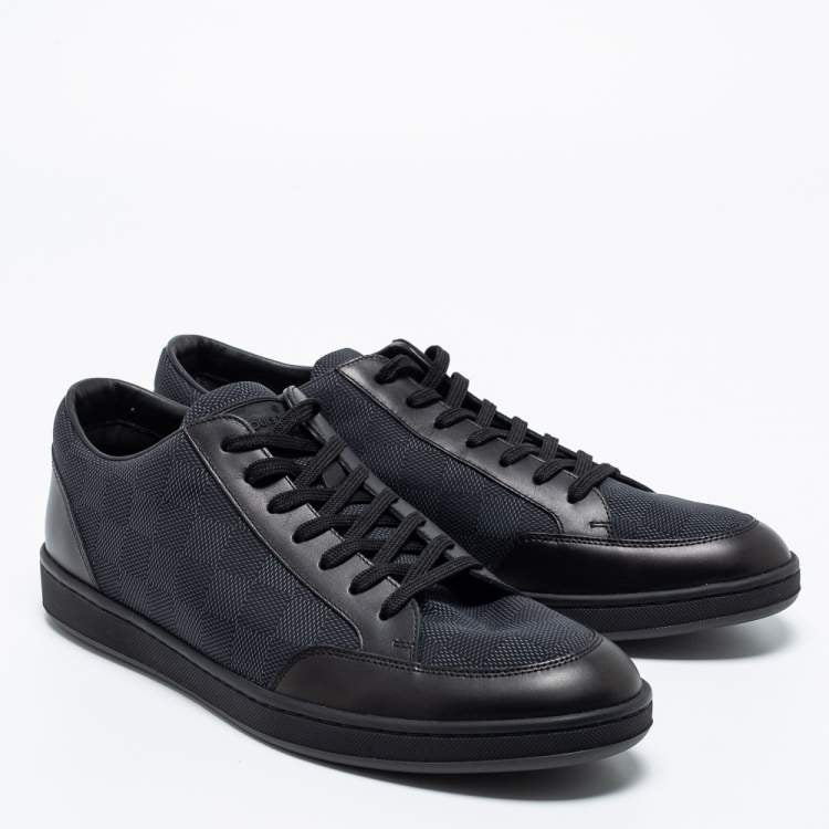 Louis Vuitton Graphite/Black Damier Nylon and Leather Offshore Low-Top Sneakers Size 41.5