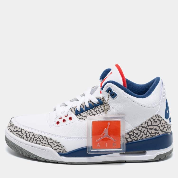 Jordan White Leather Air Jordan 3 Retro Hall of Fame Sneakers Size 43