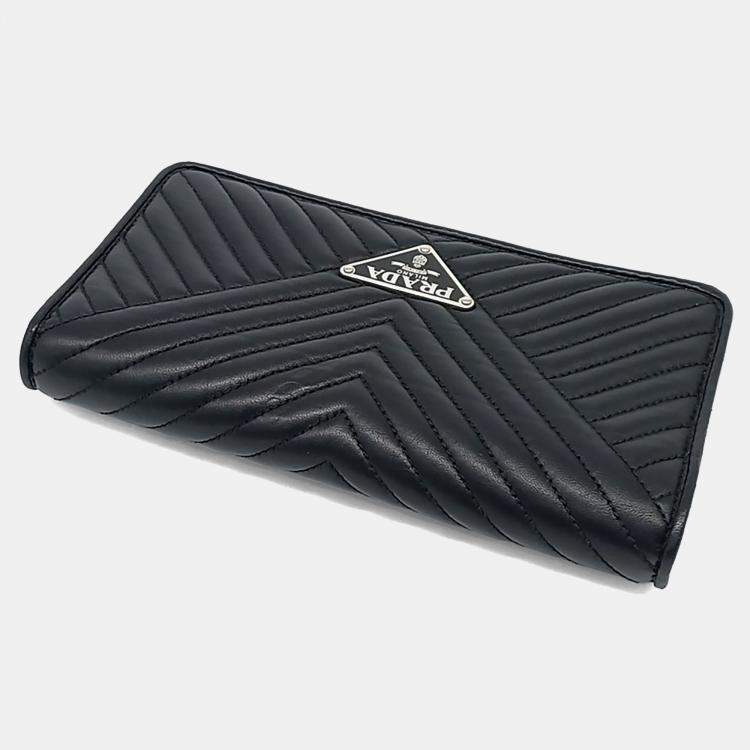 Prada Black Leather Napa Diagram Mini Chain Crossbody Bag