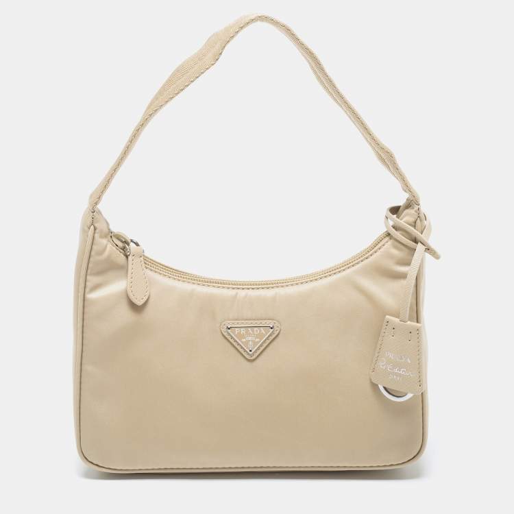 Prada Beige Nylon Mini Re-Edition 2000 Shoulder Bag