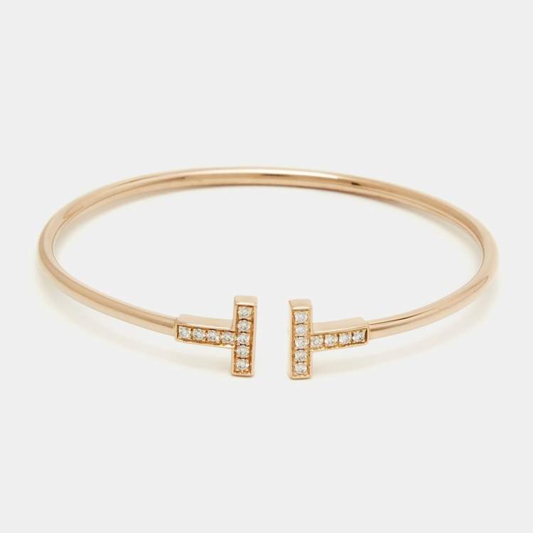 Tiffany & Co. Tiffany T Diamond 18k Rose Gold Wire Bracelet
