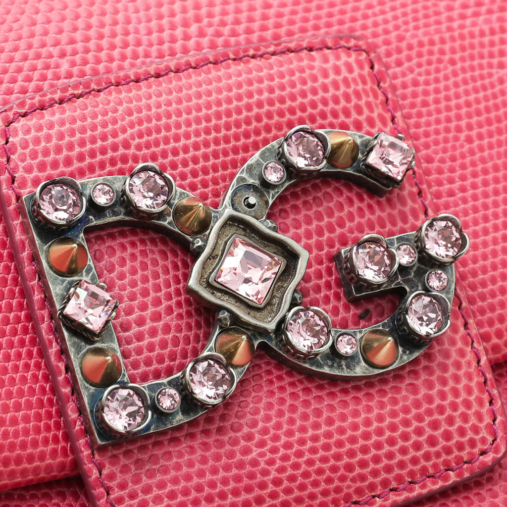 Dolce & Gabbana Red Lizard Millennials Flap Chain Bag