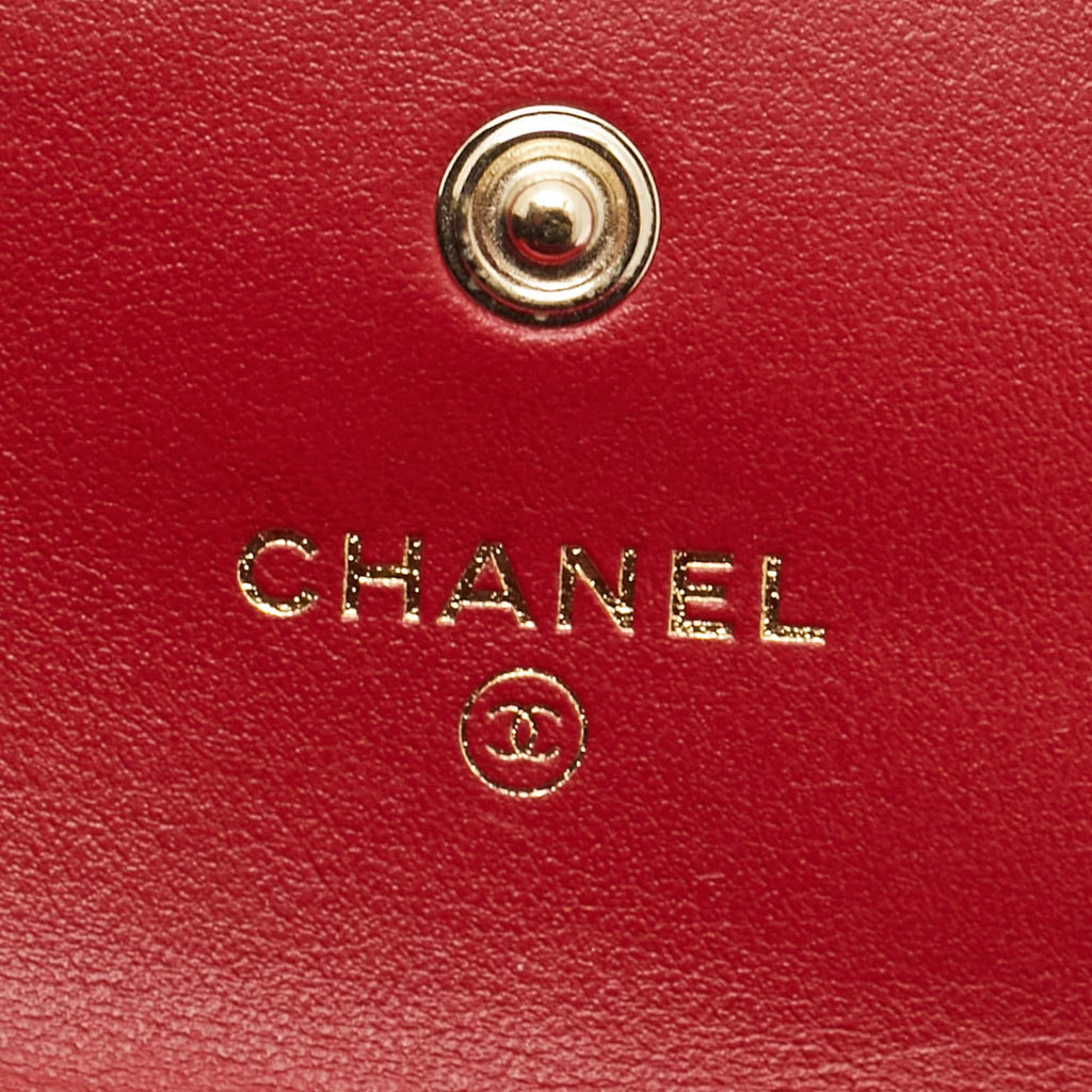 Chanel Red Quilted Leather CC Flap Wrist Coin Purse