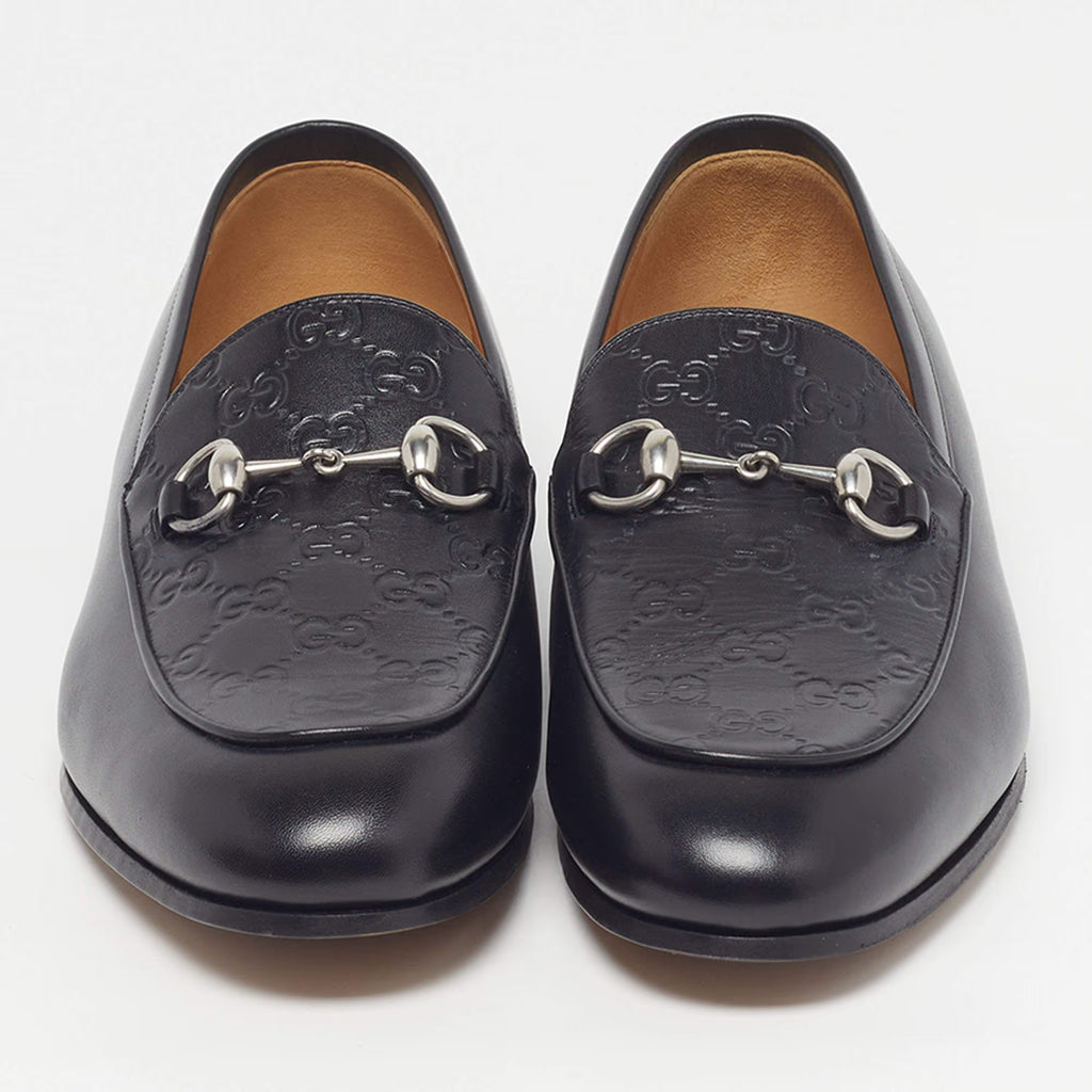 Gucci Jordy Size 43 Black Guccissima Leather Loafers