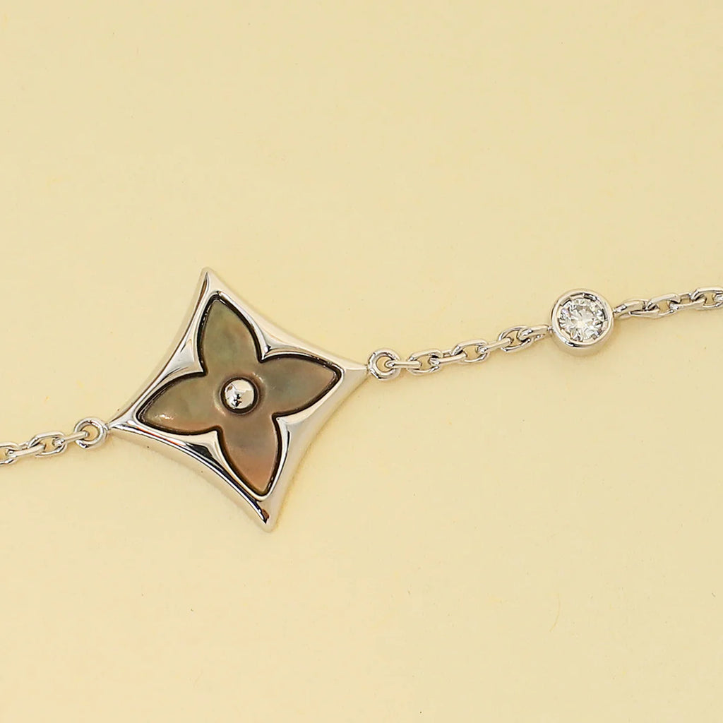 Louis Vuitton 18K White Gold Color Blossom BB Star Grey MOP Diamond Bracelet