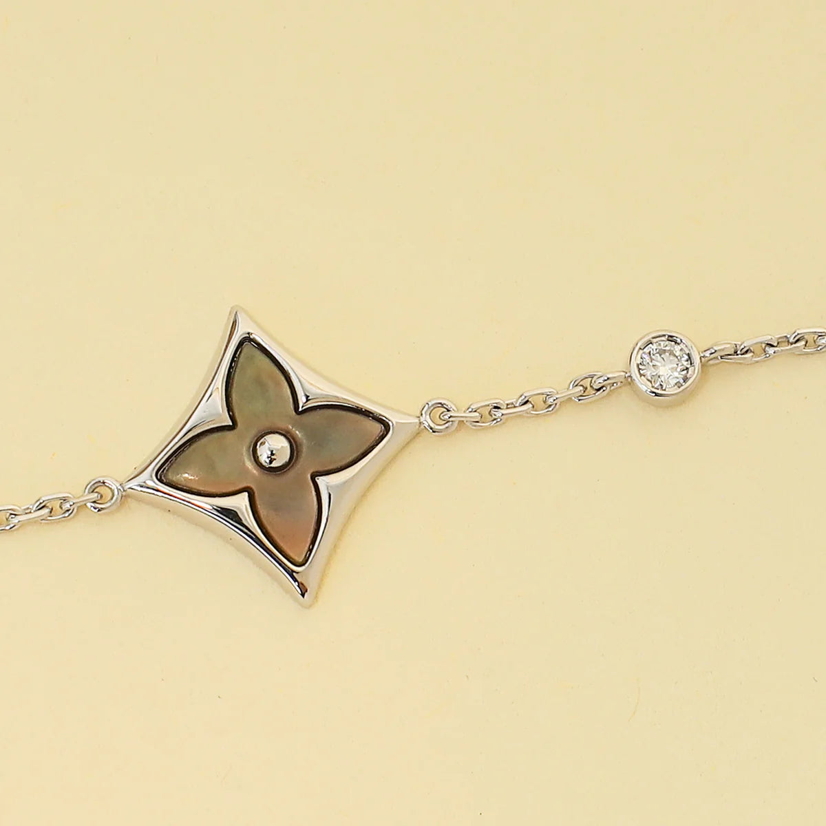 Louis Vuitton 18K White Gold Color Blossom BB Star Grey MOP Diamond Bracelet