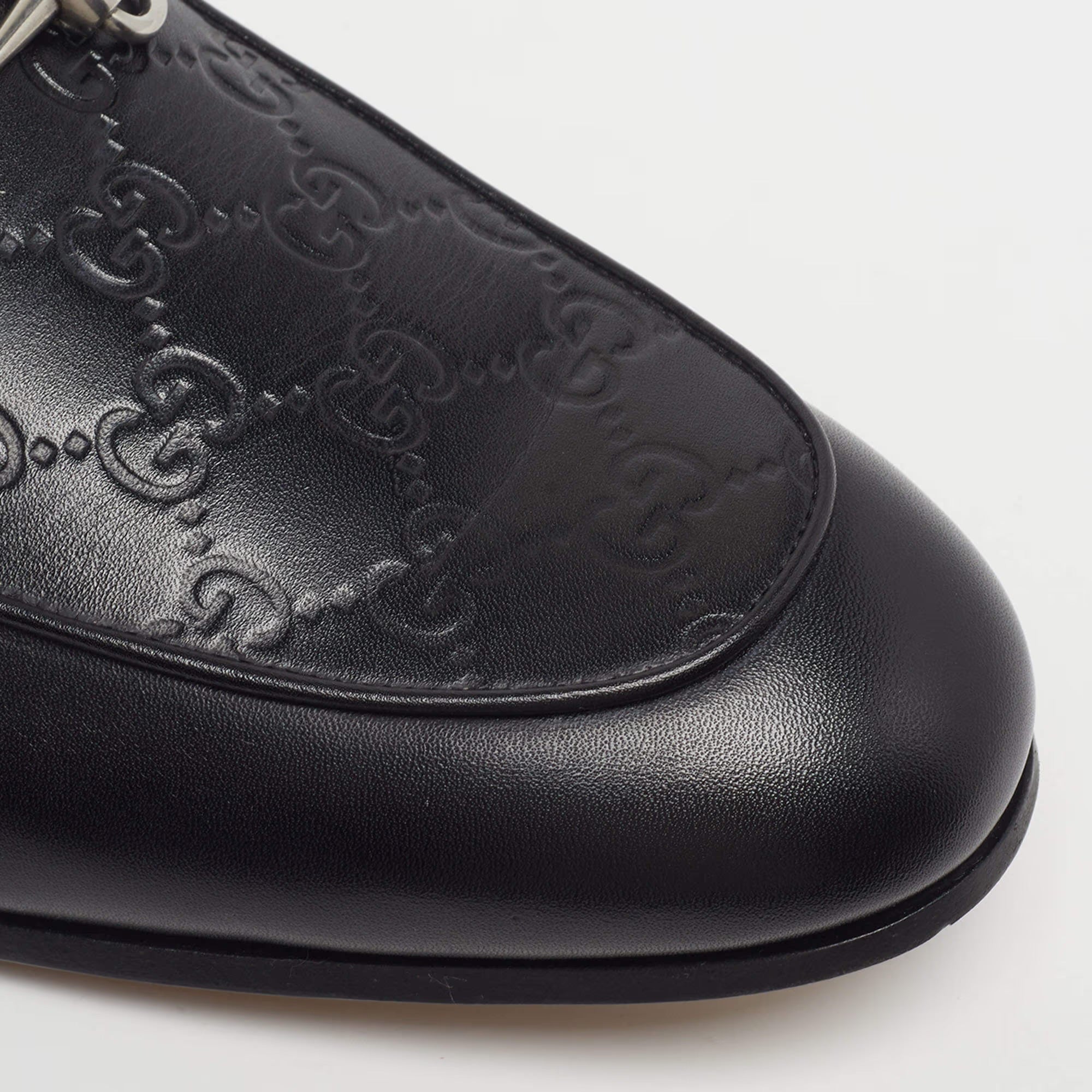 Gucci Jordy Size 43 Black Guccissima Leather Loafers