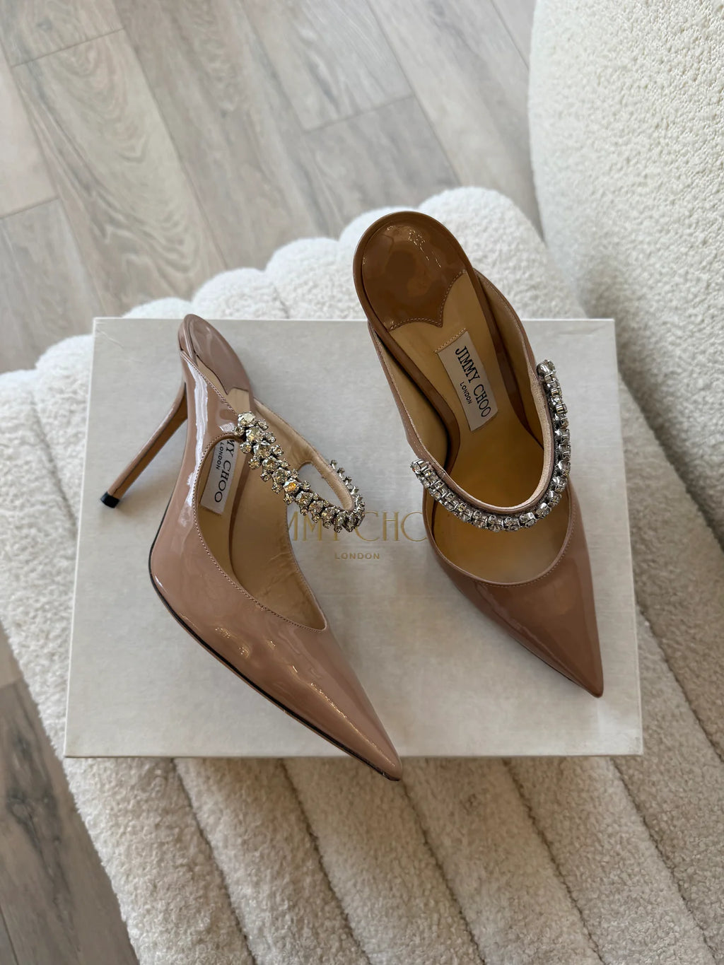 JIMMY CHOO BING 100 MULES (SIZE 39.5/UK6.5)