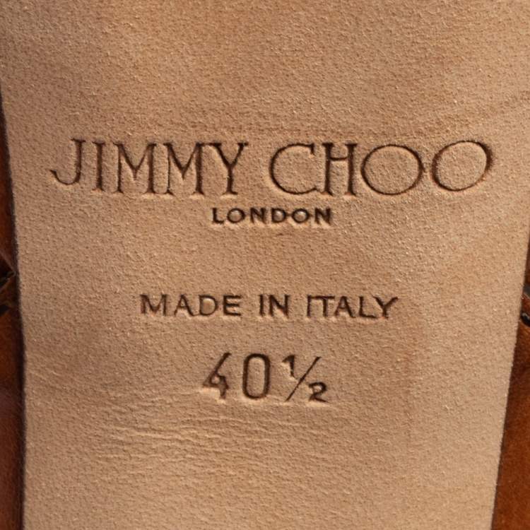 Jimmy Choo Tan Leather April Cross Strap Platform Sandals Size 40.5