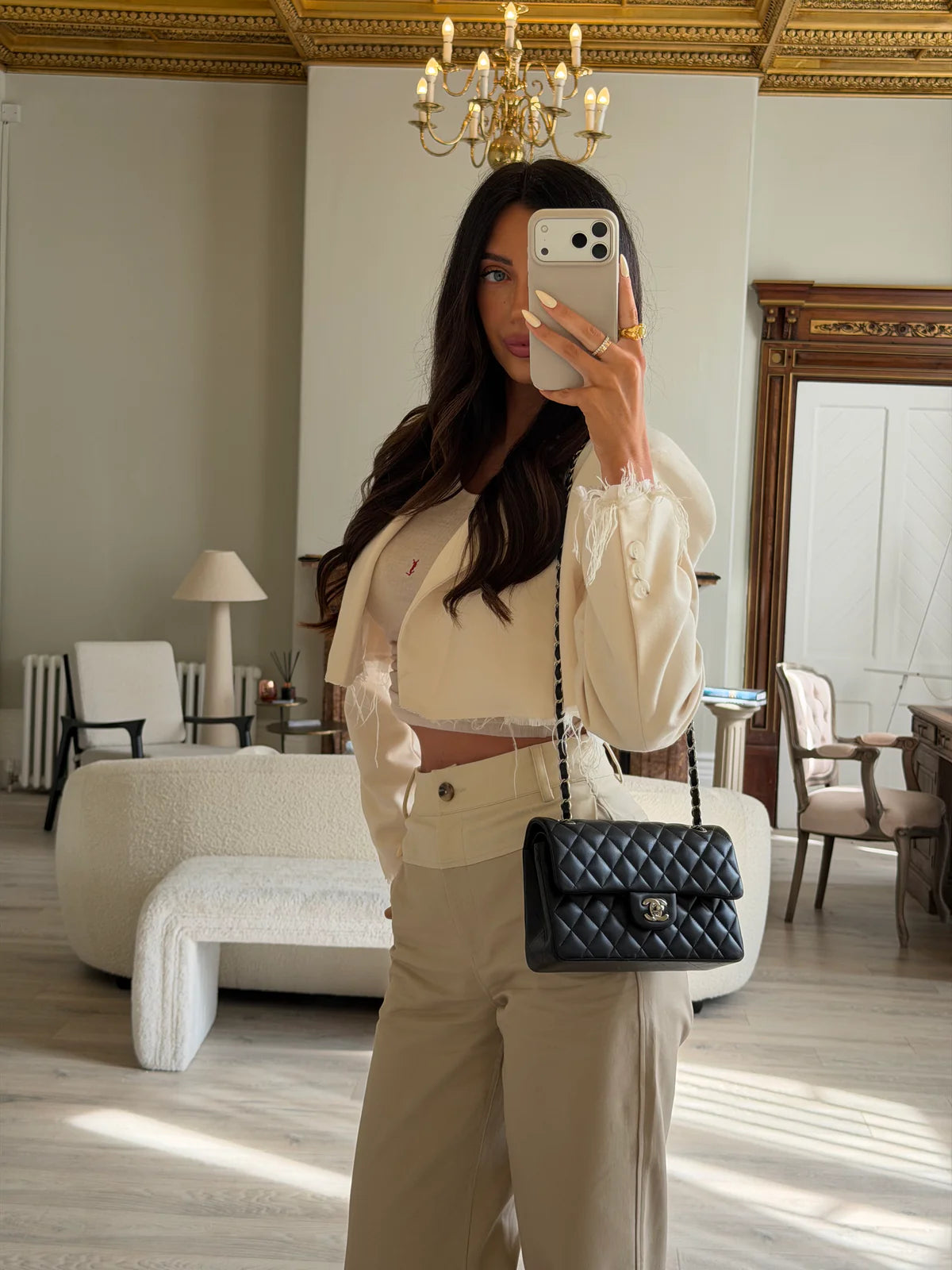 CHANEL SMALL CLASSIC DOUBLE FLAP IN BLACK LAMBSKIN LEATHER WITH SHW