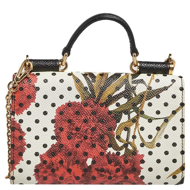 Dolce & Gabbana Multicolor Floral Print Leather Miss Sicily Von Wallet on Chain