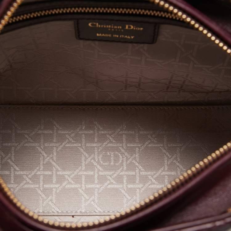 Dior Burgundy Cannage Leather Medium Lady Dior Tote