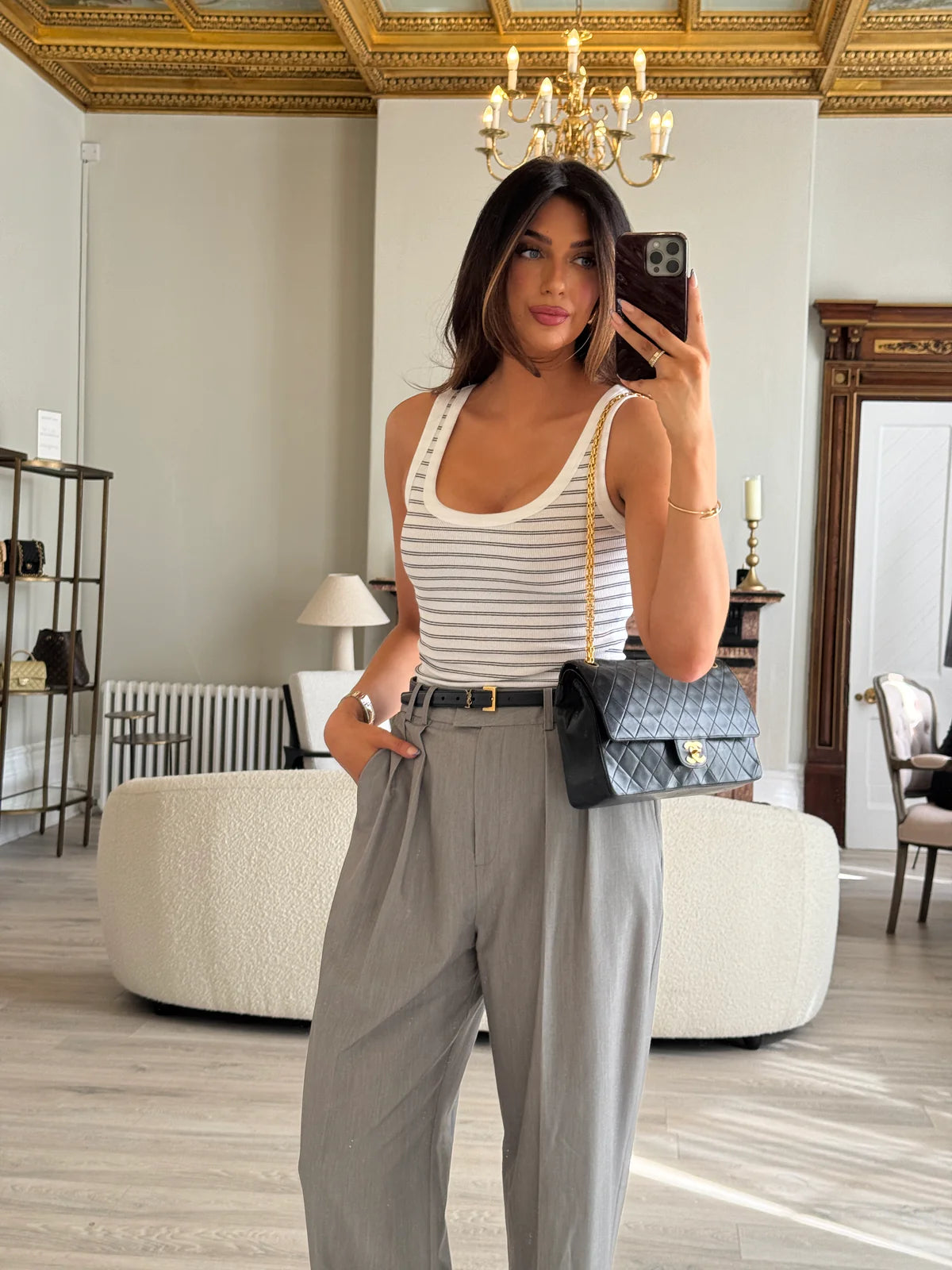 CHANEL VINTAGE BIJOUX CHAIN DOUBLE FLAP WITH GHW