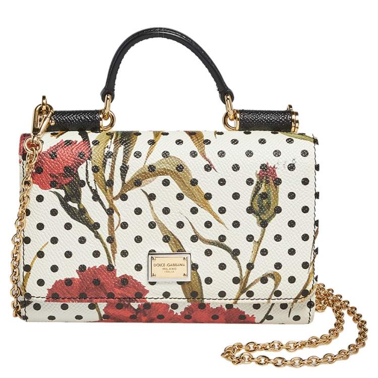 Dolce & Gabbana Multicolor Floral Print Leather Miss Sicily Von Wallet on Chain