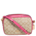Coach Beige/Pink Signature Coated Canvas and Leather Jes Crossbody Bag