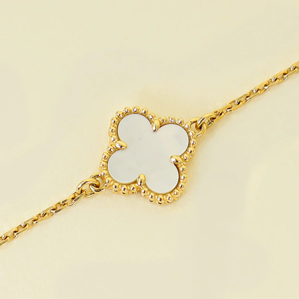 Van Cleef & Arpels 18K Yellow Gold Sweet Alhambra Mop Bracelet