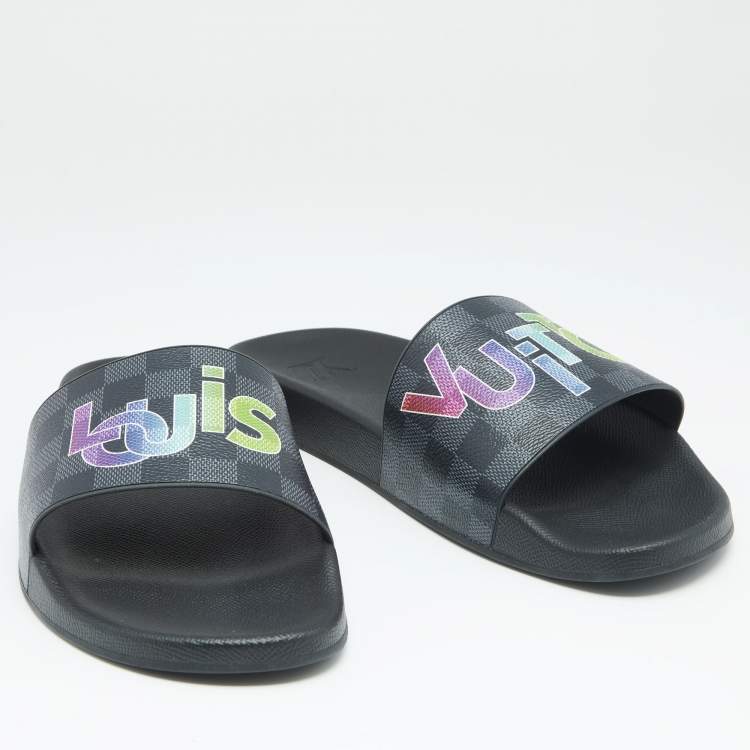 Louis Vuitton Black Damier Canvas Waterfront Eclipse Mule Sandals Size 44.5