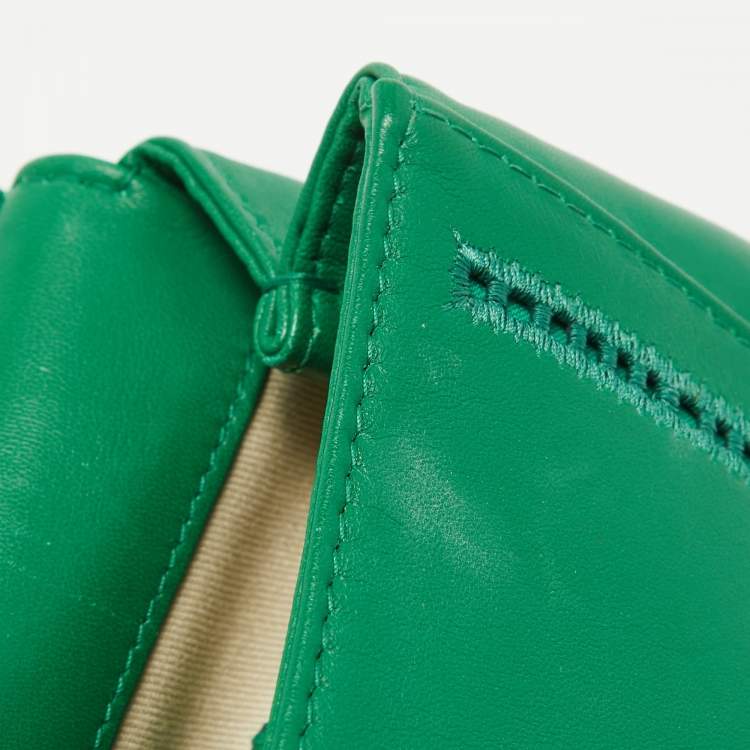 Dolce & Gabbana Green Leather Small Embroidered Miss Sicily Top Handle Bag