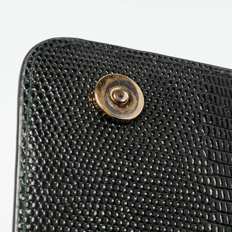 Dolce & Gabbana Green Lizard Embossed Leather Small Miss Sicily Top Handle Bag