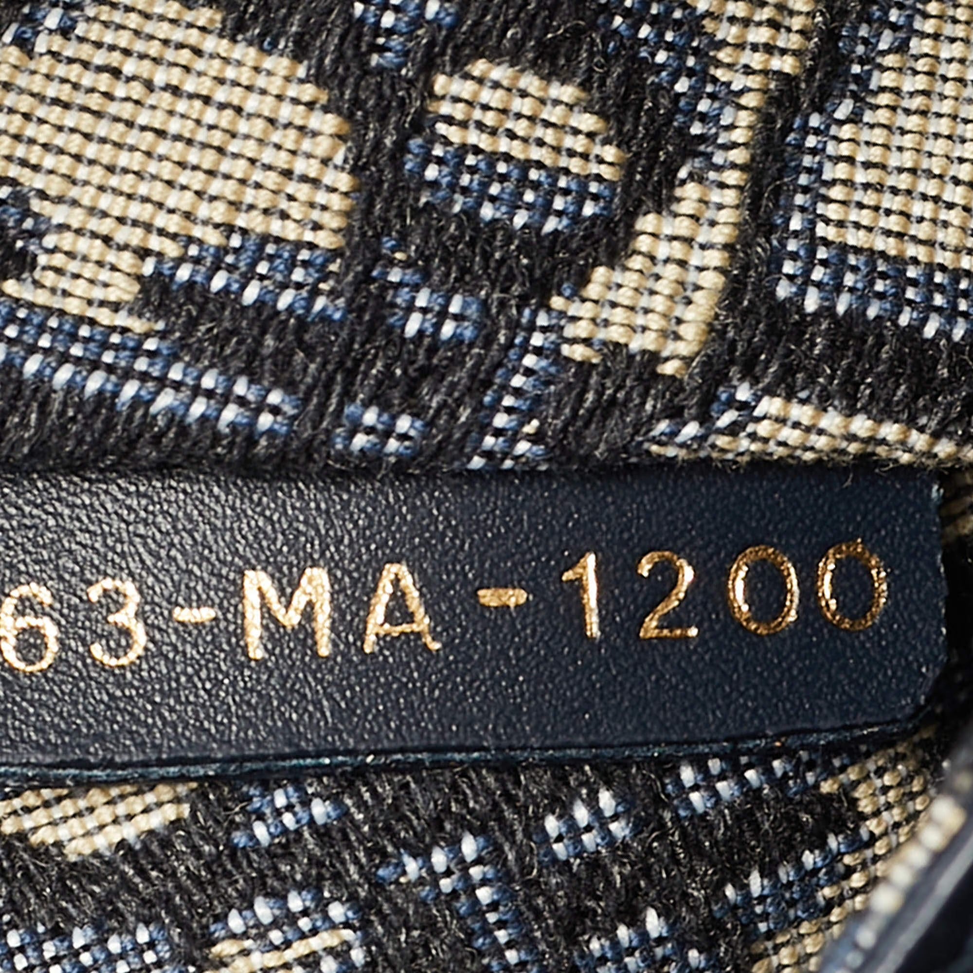 Dior Wicker Drawstring Navy Blue Oblique Canvas and Rattan Bucket Bag