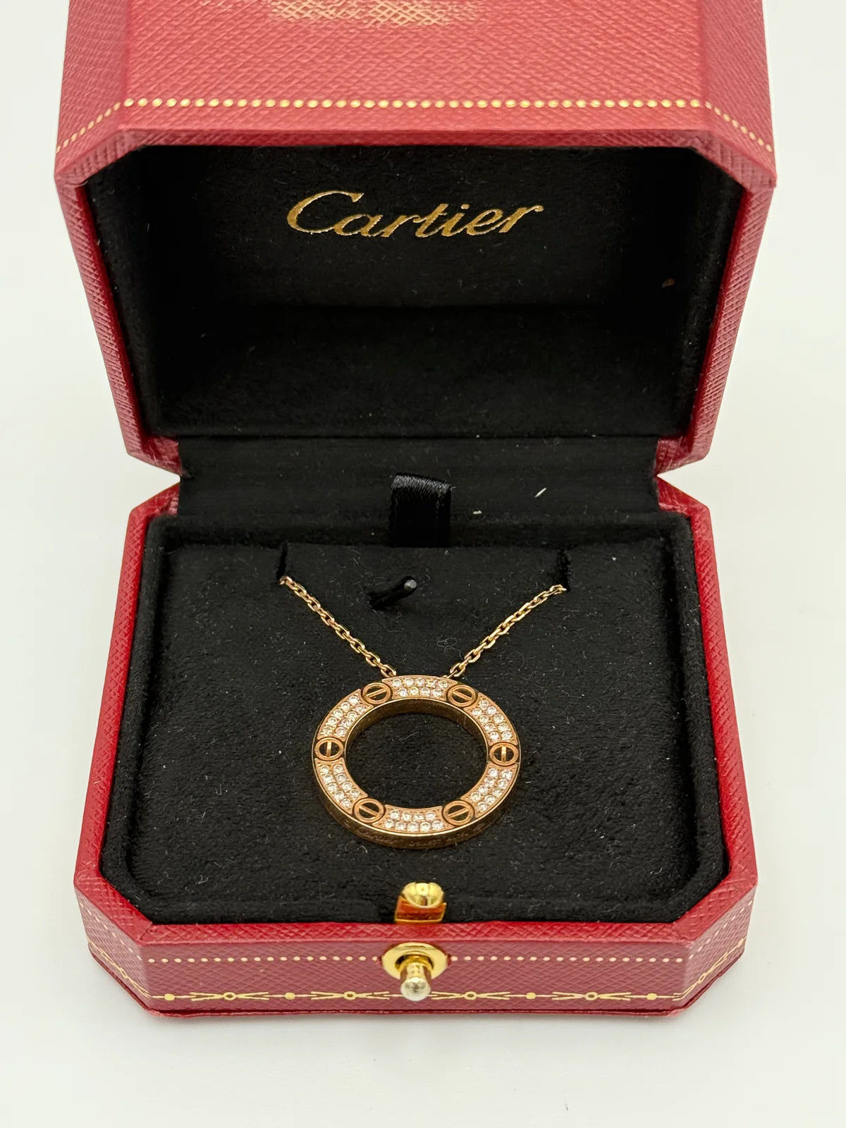 CARTIER LOVE 18CT ROSE-GOLD AND 0.34CT DIAMOND NECKLACE