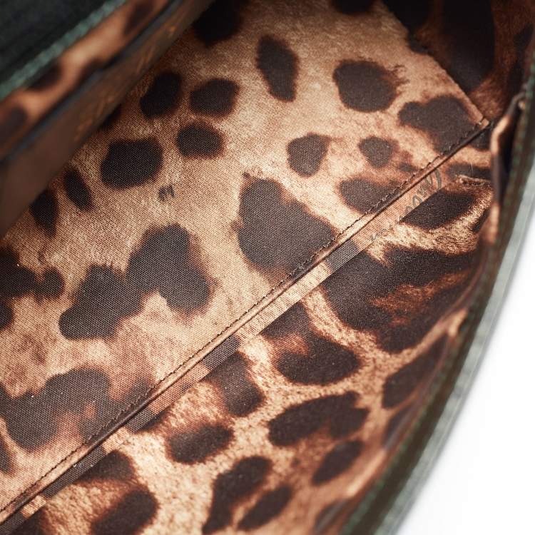 Dolce & Gabbana Green Lizard Embossed Leather Small Miss Sicily Top Handle Bag