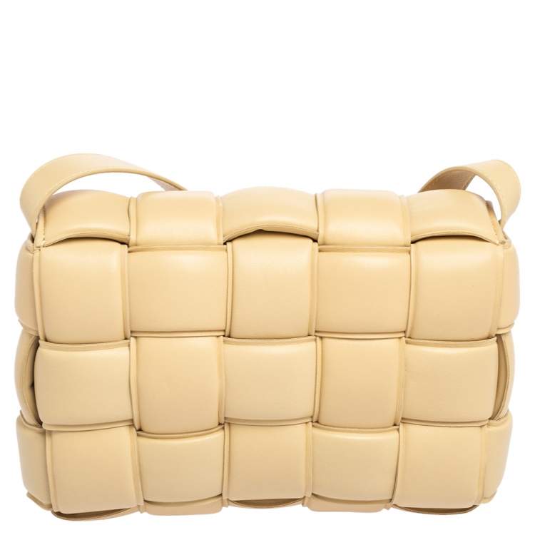 Bottega Veneta Beige Intrecciato Leather Padded Cassette Bag