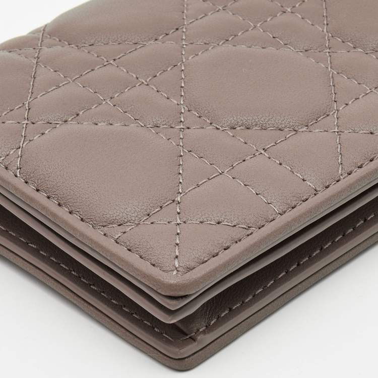 Dior Beige Leather Mini Lady Dior Wallet